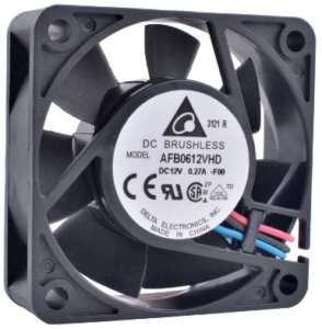 DELTA Wentylator osiowy 60x60x20mm, 12Vdc, 5400RPM, 49,34m3/h, 41dBA, łożysko kulkowe w opakowaniu 94x94x30mm