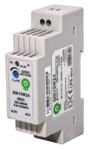 DIN Rail PSU 15V/1A, plastic case, step type