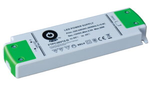 POS LED Driver 12V/2,5A CV, slim plastic case, TRIAC/ELV AC DIMMING
