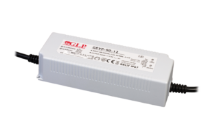 GLP PSU: 12V/7.5A, CV, PFC, IP67, plastic case, double insulation wires