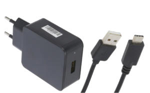 Zasilacz wtyczkowy 5V/3A/15W, czarny, adapter wertykalny, gniazdo AC:CEE7/16. gniazdo DC: USB-C